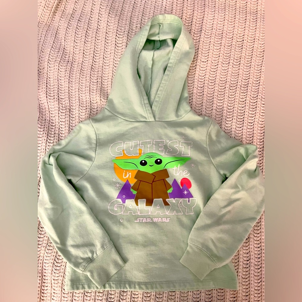 🌺3 for $20🌺 Star Wars | Baby Yoda Cropped Hooded Sweatshirt Kids Size XL